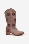 Suede Leather Women's Boots With Openwork Pattern Zazoo 3852 Cappuccino