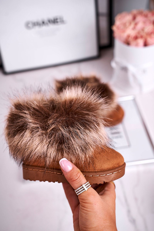 Children's Snow Boots With Eco Fur Camel Ariana