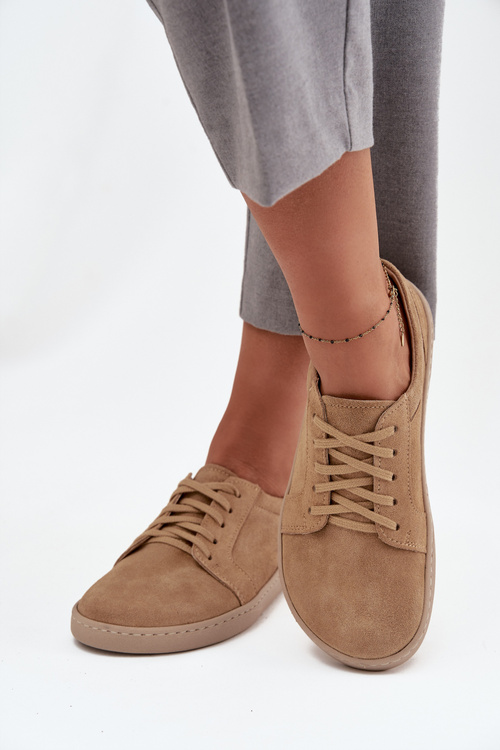 Barefoot Type Sneakers Made of Natural Suede Zazoo 314 Beige
