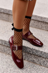 Lacquered Ballerinas With Strap Burgundy Azirae