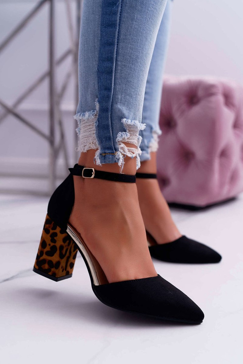 Women's Leopard Print Stiletto pumps Black Ferri