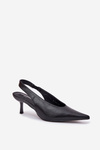 Lacquered High Heels With Open Heel Black Emmizola