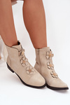 Insulated Women's Ankle Boots Flat Heel Decorative Flowers Golden Pravienne