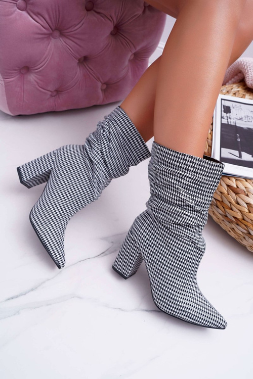 Women's Stiletto Booties Pepite White Black Vibe