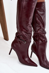 Women's high heel boots with strap Bordeaux Lisanne