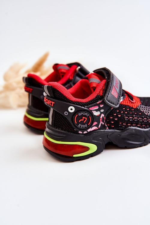 Children's Sport Shoes With Velcro Black and Red Lillo