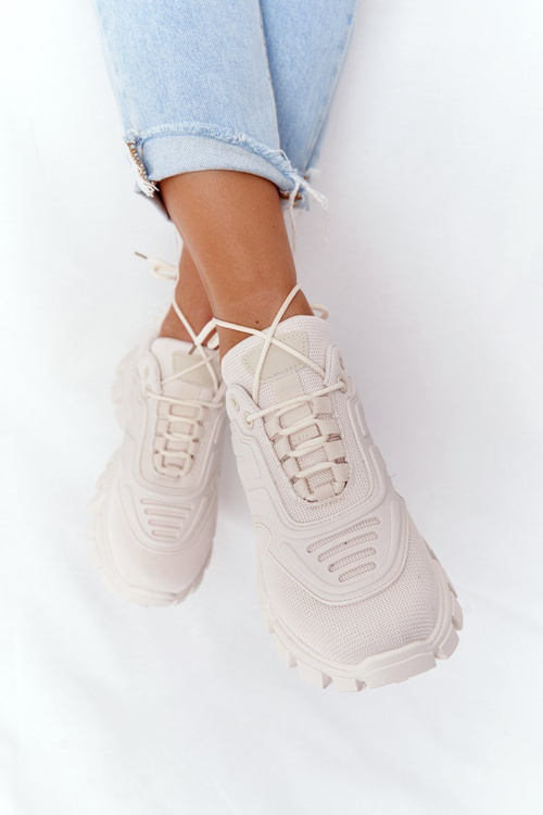 Women's Sneakers On A Chunky Sole Beige New York