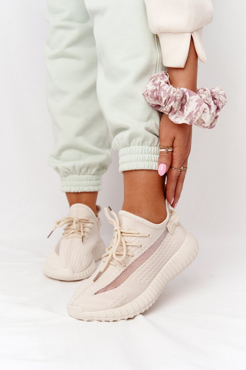 Damskie Sportowe Buty Sneakersy Beżowe Amazing