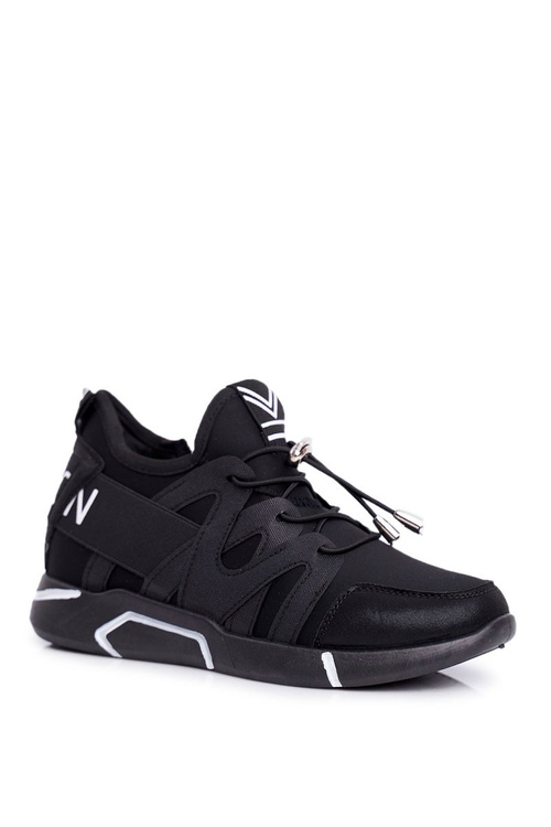 Sporty Women's Shoes with Zipper and Pull-Up Black Terfin