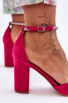 Suede Pumps with Rhinestones Fuchsia Diamond 