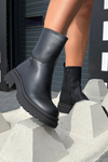 Women's ankle boots on platform and flat heel black Levira