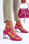 Lacquered Sandals On A Decorative Heel D&A CR-232 Fuchsia