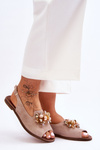 Suede Flat Sandals Nicole 2805/042 Beige