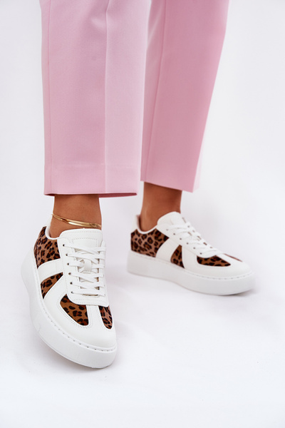 Damskie Sneakersy Na Platformie Panterka Białe Nativira