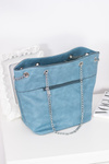 Women's Blue Classic Handbag with Tassel