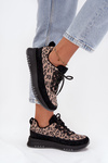 Suede Insulated Sneakers for Women on Platform Vinceza 66836 Leopard Print Black