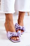 Leather Slippers With A Bow Purple Rosalee 
