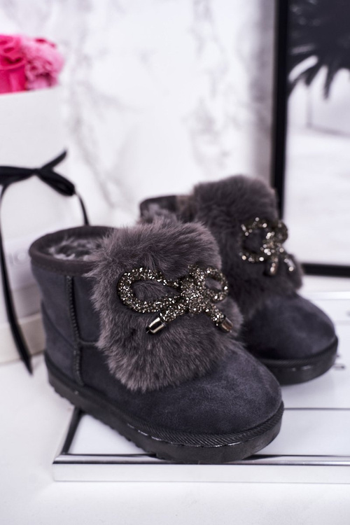 Children's Snow Boots Insulated With Fur Suede Grey Amelia
