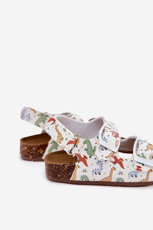 Dziecięce Sandałki Korkowa Podeszwa Klamry Dinozaury Multikolor Thessa