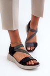 Women's Comfortable Black Velcro Sandals Eladora