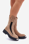 Fleece-Lined Flat Heel Boots Beige Palimra 