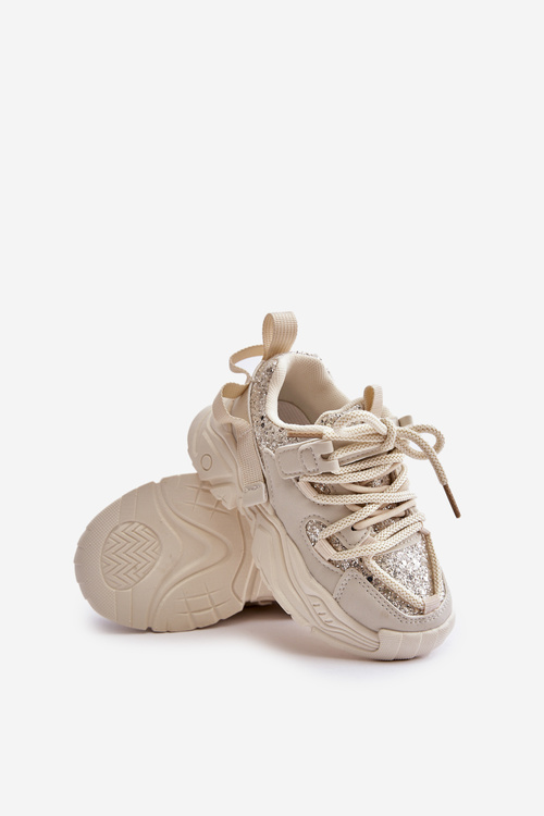 Children's Sneakers Decorated With Sequins Beige Liatoma