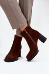 Women's Ankle Boots Made of Natural Suede on Heel Vinceza 91141 Brown