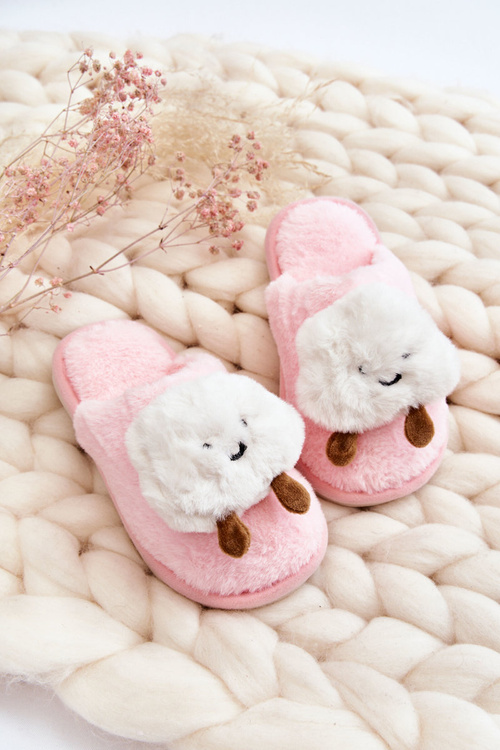 Children's Warm Slippers With Fur Pink Rubee