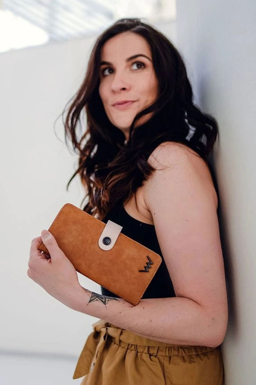 Women's Leather Zip Wallet Brown and beige Florience