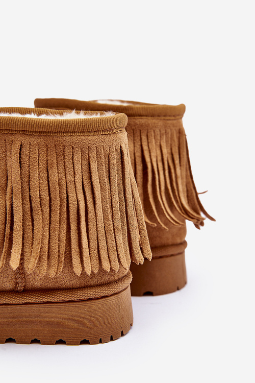 Children's Snow Boots with Decorative Fringes Camel Nimia