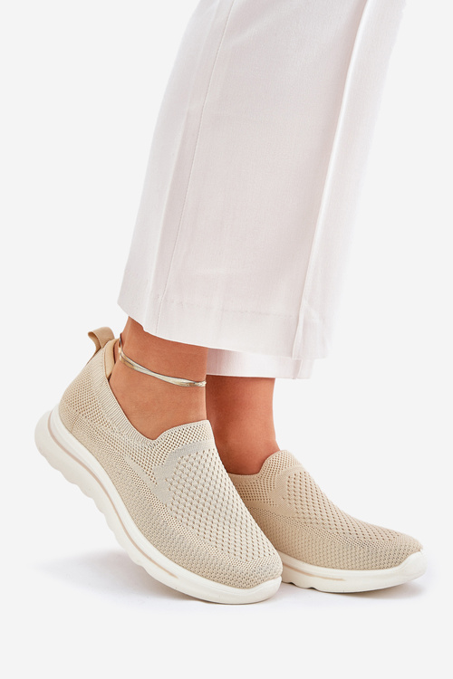 Women Fabric Slip-On Sneakers Beige Adiora