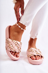 Women's Leather Slippers With A Chain Pink Soline