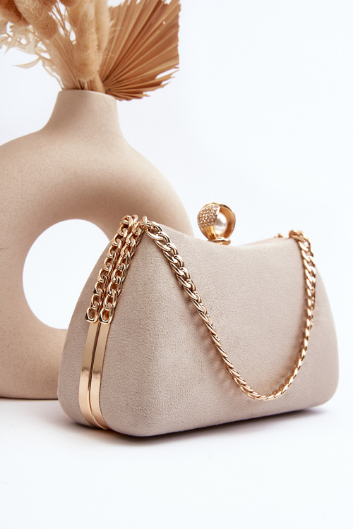 Torebka Kopertówka Wizytowa Beżowa Nadrei MD2353