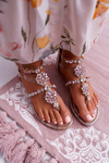 Women's Flat Sandals With Zircons Champagne Karra