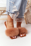Leather Slippers With Eco Fur Camel Love You So