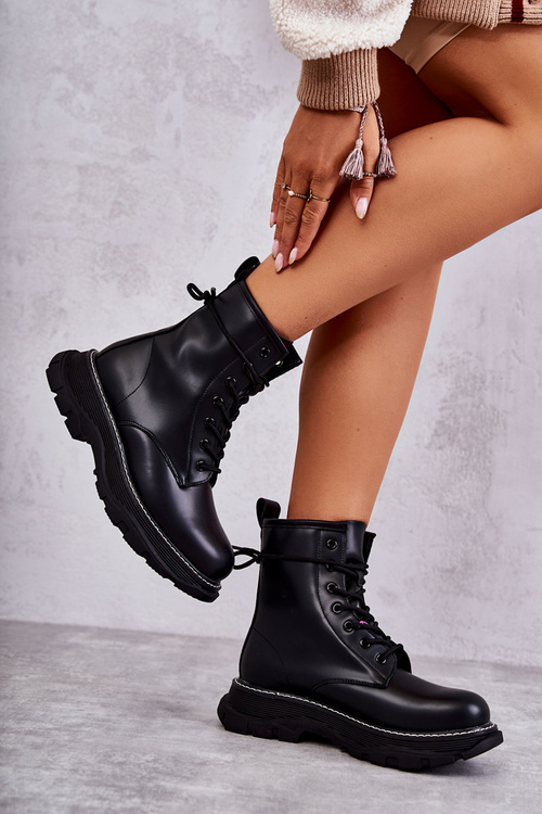 Fashionable Leather Boots Black Casso