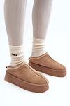 Slippers with Thick Sole in Beige Eco Suede Sylva