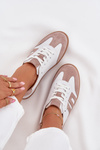 Damskie Sneakersy Skórzane Biało-Beżowe Vinceza 79557