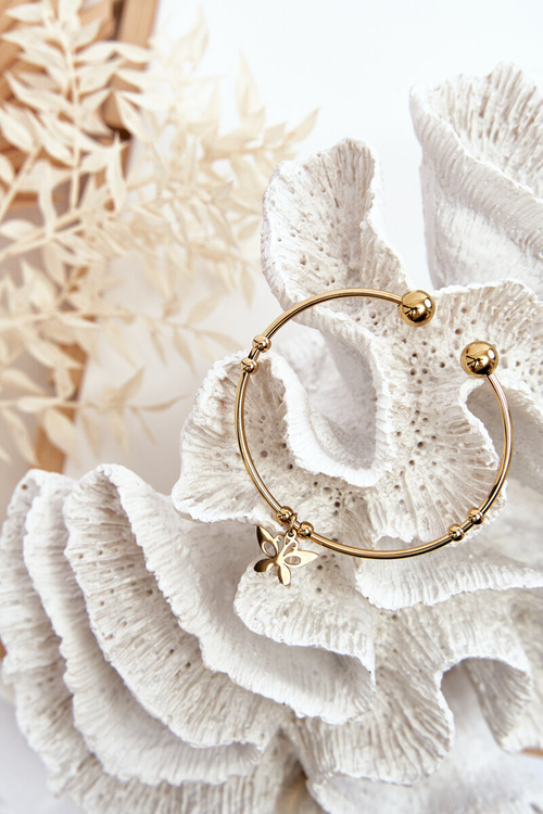 Women's Slip-On Steel Bracelet Butterfly Gold