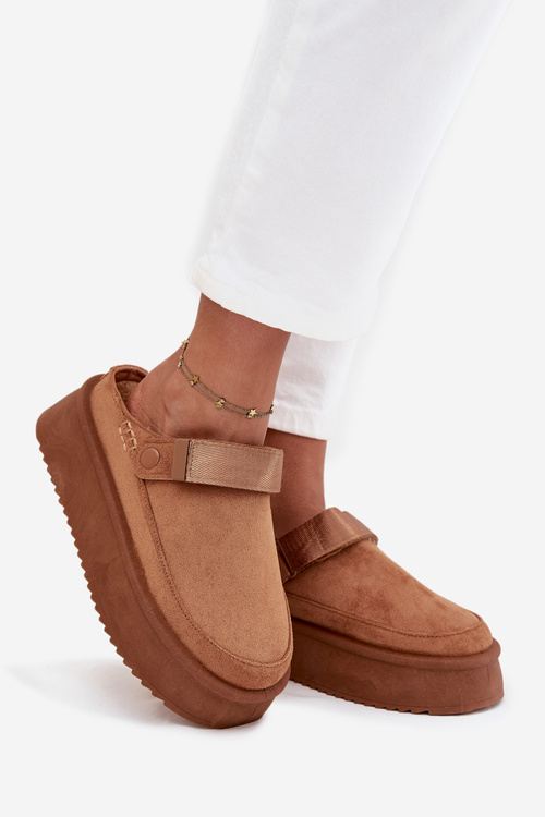 Women's Snow Boots On Platform With Velcro Camel Jorielle