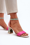 Suede Sandals with Stiletto Heel Fuchsia Pholia