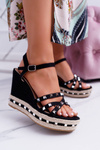 Women's Black Sandals on Anchor Studs Amare
