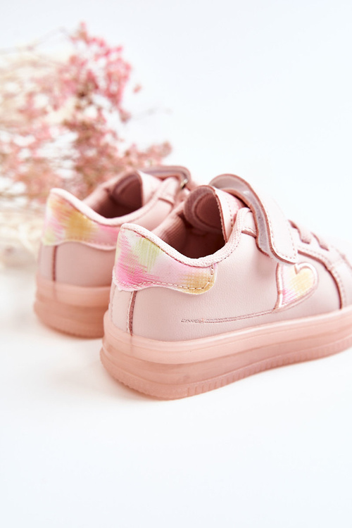 Buty Sportowe Dziecięce Skórzane Rzep Różowe Baylene