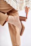 Women's Suede Boots On A Heel With A Zipper Beige Odette