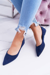 LU BOO Navy Blue Moments Ballerinas with Detachable Bow Tie