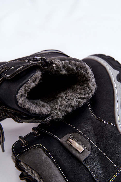 Botki Trapery Damskie Ocieplane Suwak Czarne Jake