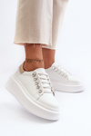 Women's Leather Sneakers on Chunky Platform White S.Barski LR628