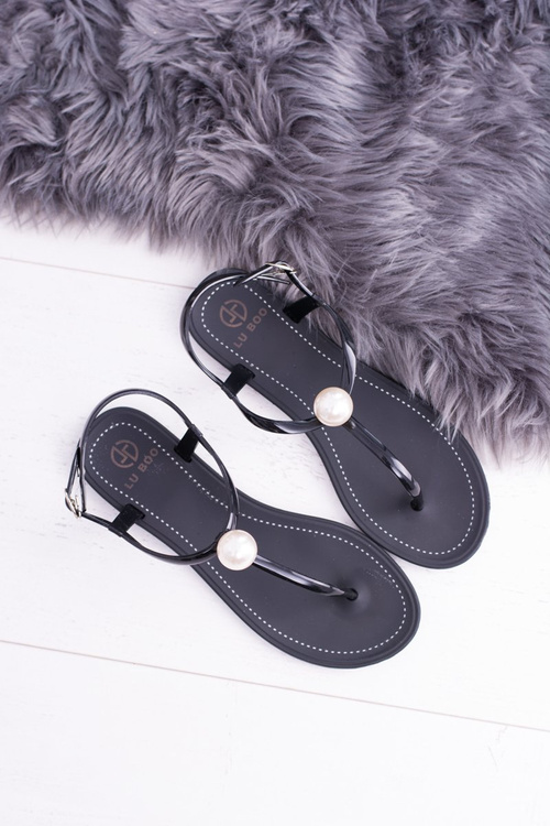 Black Women's Flip Flops Flip Flops with Pearl Contiro