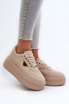 Women's Sneakers Made of Eco Leather on Chunky Platform Beige Chrisstin