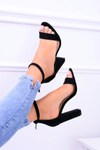 Women's Black Stiletto Sandals Suede Mondela